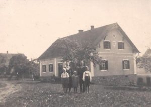 The Stieglbauer Family: Johann and Rosa, with children Fritz, Hans, Pepi. Irene also took care of the baby Rosie.