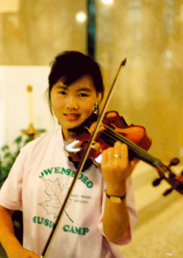 A violin student at the Music Camp in 1990.