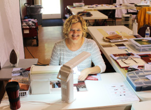 Sue Varner, of Georgetown, Ind., works on a quilt for her 3-year-old granddaughter.
