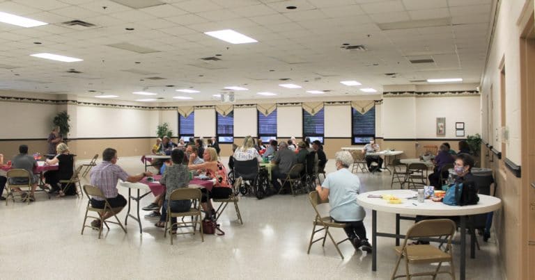 The table on the far right was for the judges, who included Sister Pam Mueller, Sister Sharon Sullivan, and Ursuline Associate Jennifer Kaminski (not pictured since she was taking photos). The judges tabulated the scores after each of the three rounds and determined the final winners.