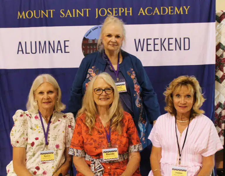 Four Warren sisters gathered for Alumnae Weekend. Seated from left are Karen Gilbert A’76, Rhonda Mischel A’73, Imelda Cecil A’71, and standing is Georgia Bottles A’68. Four Warren sisters gathered for Alumnae Weekend. Seated from left are Karen Gilbert A’76, Rhonda Mischel A’73, Imelda Cecil A’71, and standing is Georgia Bottles A’68.