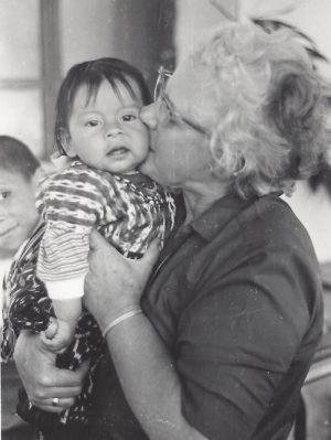Sister Elizabeth in 1967 with a child from the reservation.