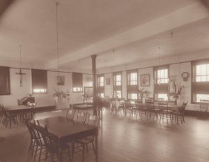 Vintage view of the first floor of St. Angela Hall.
